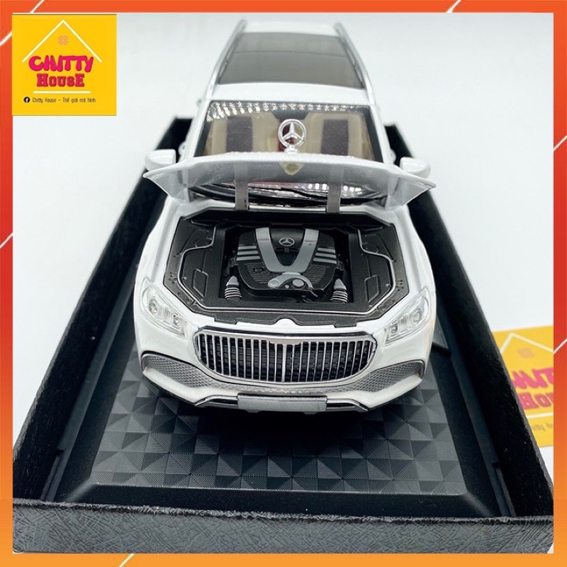 Mô Hình Xe 𝐌𝐞𝐫𝐜𝐞𝐝𝐞𝐬 𝐆𝐋𝐒 𝟔𝟎𝟎 𝐌𝐚𝐲𝐛𝐚𝐜𝐡 tỷ lệ 1:24 Hợp kim nhôm cao cấp, có hệ thống lái, âm thanh, ánh sáng,có đế trang trí