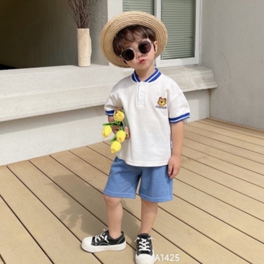 Bộ quần áo, Sét ÁO THUN COTTON TÀU+QUẦN ĐŨI CARA bé trai 8-27kg