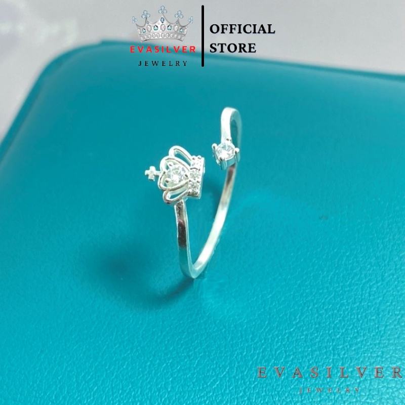 Nhẫn bạc vương miện hở Evasilver, Nhẫn Free size chuẩn bạc ta xinh xắn