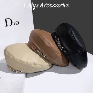 Mũ nồi beret cao cấp chất liệu da pu cá tính cho nữ mn003 lalya accessories