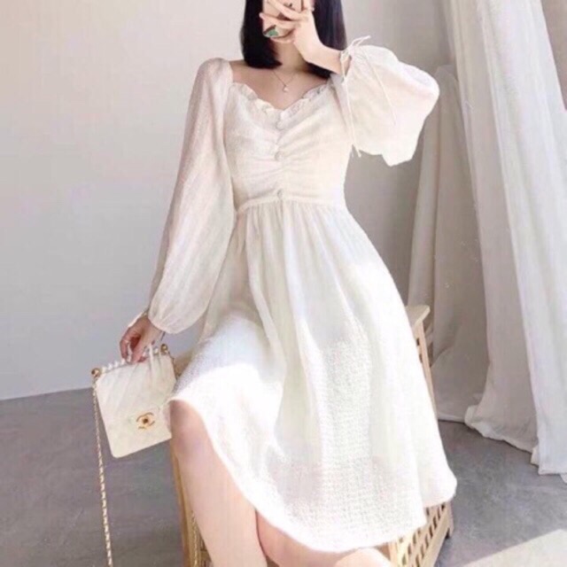 Đấm tiểu thư BlaPink thiết kế vintage màu kem - T165