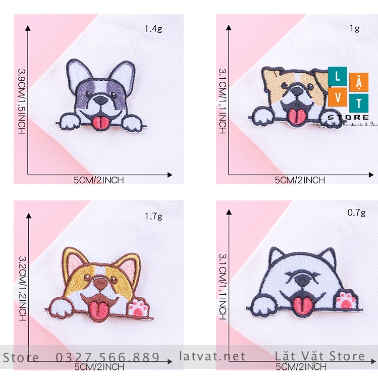 Patch ủi quần áo 9 Cún Say Hi cực kì dễ thương, dán Vali, tủ lạnh, Sticker miếng dán quần áo...