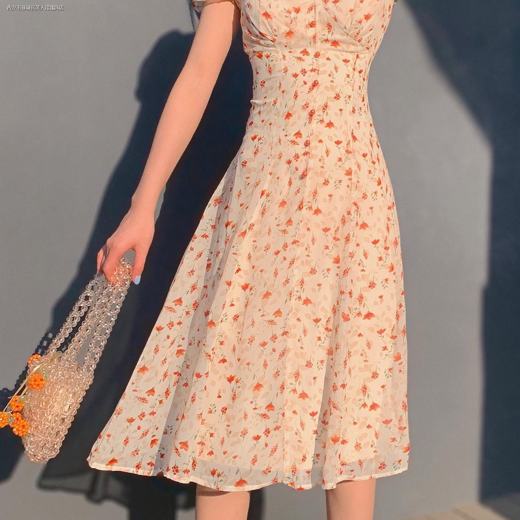 ❉♛№Đầm Tay Ngắn Cổ Chữ v Họa Tiết Hoa Xinh Xắn Cho Nữ | BigBuy360 - bigbuy360.vn