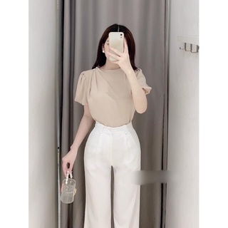 Áo lụa đính cúc vai