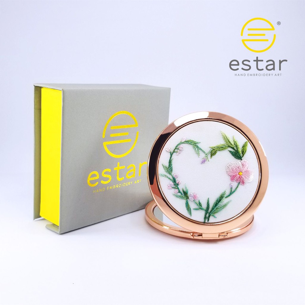 Gương Mini, Gương Thêu Tay - Tặng 1 Thiệp Giấy Xoắn Quilling Siêu Đẹp