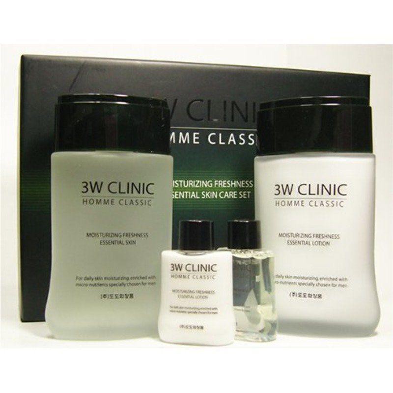 Bộ 2 sản phẩm dưỡng trắng da nam 3W CLINIC HOMME CLASSIC ESSENTIAL SKIN CARE SET - Hàn Quốc Chính Hãng