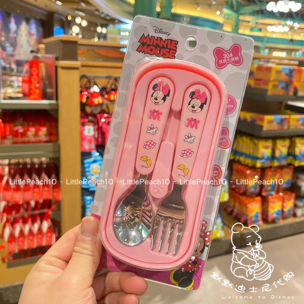 Set 2 món muỗng nĩa kèm hộp Disney hình Frozen Car Mcqueen Mickey Minnie cho trẻ em bé trai gái