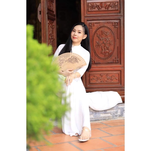 Bộ Lụa NB trắng trơn may áo dài học sinh