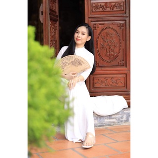 Bộ Lụa NB trắng trơn may áo dài học sinh