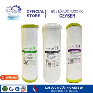 Bộ 3 Lõi lọc nước geyser RO 1,2,3 thay được cho Bộ 3 Lõi lọc nước karofi 1,2,3 chính hãng, dùng cho máy lọc nước RO