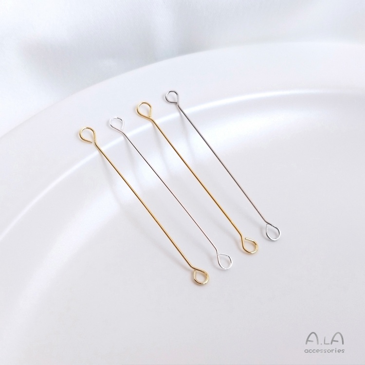Kim Mạ Vàng Đồng 14K Hai Đầu Bằng Thép Không Gỉ Mạ Vàng 18K