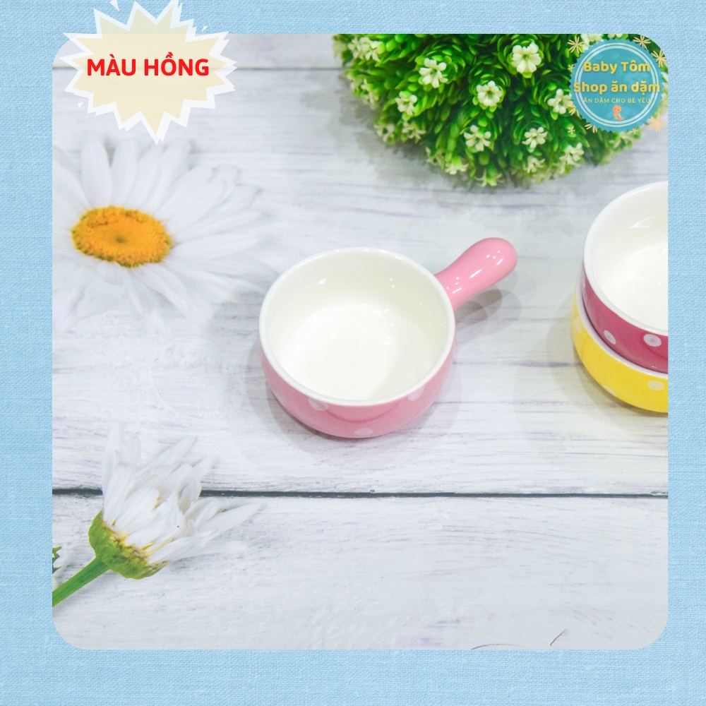 Bát ăn dặm gốm sứ hình Gáo chấm bi, dung tích 80ml NPP Baby Tôm