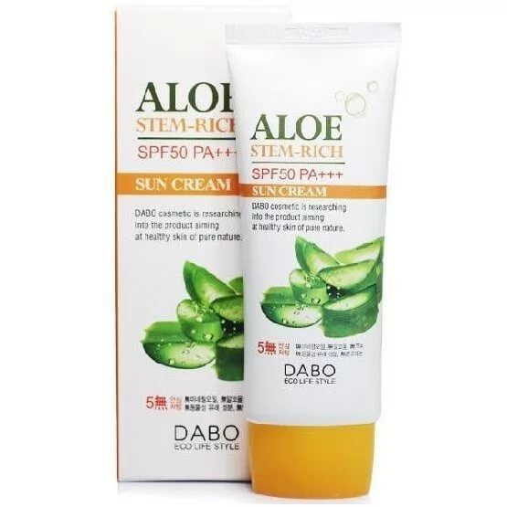 Kem chống nắng trắng da, lâu trôi không nhờn dính lô hội ALOE DABO ALOE STEM RICH SPF 50 PA+++ Hàn quốc 70ml/Hộp