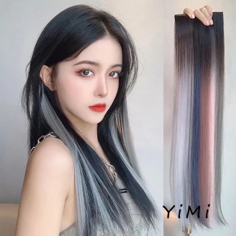 Bộ Tóc Giả Thẳng Dài 50cm Màu Gradient Chịu Nhiệt Magic