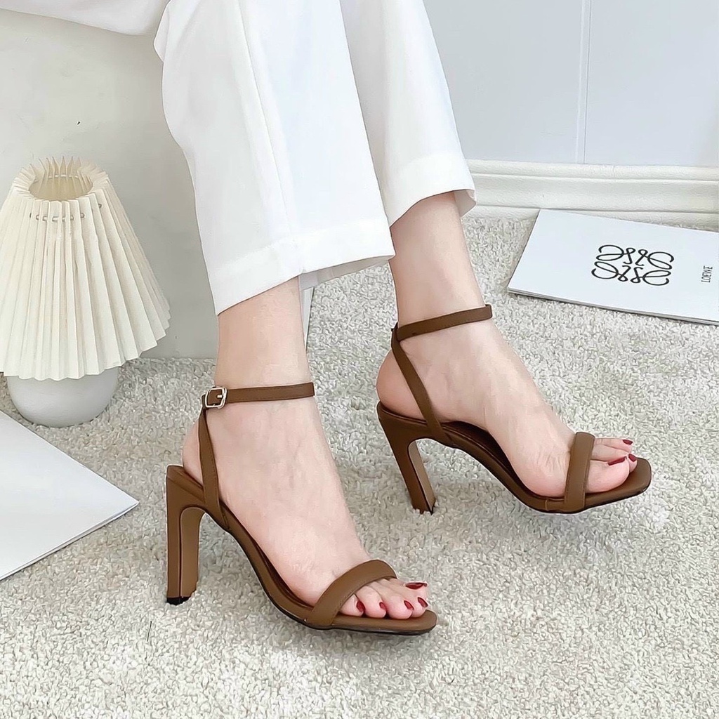 Sandal da si mờ 3 màu gót trụ mỏng - 9P