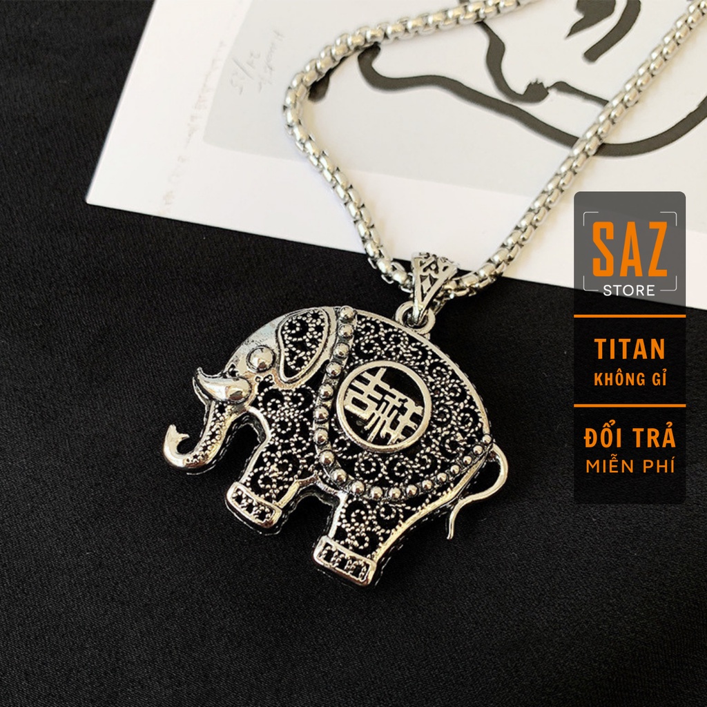 Vòng cổ nam nữ unisex dây chuyền SAZ màu bạc Titan đẹp phụ kiện thời trang - Vòng cổ Elephant Chain