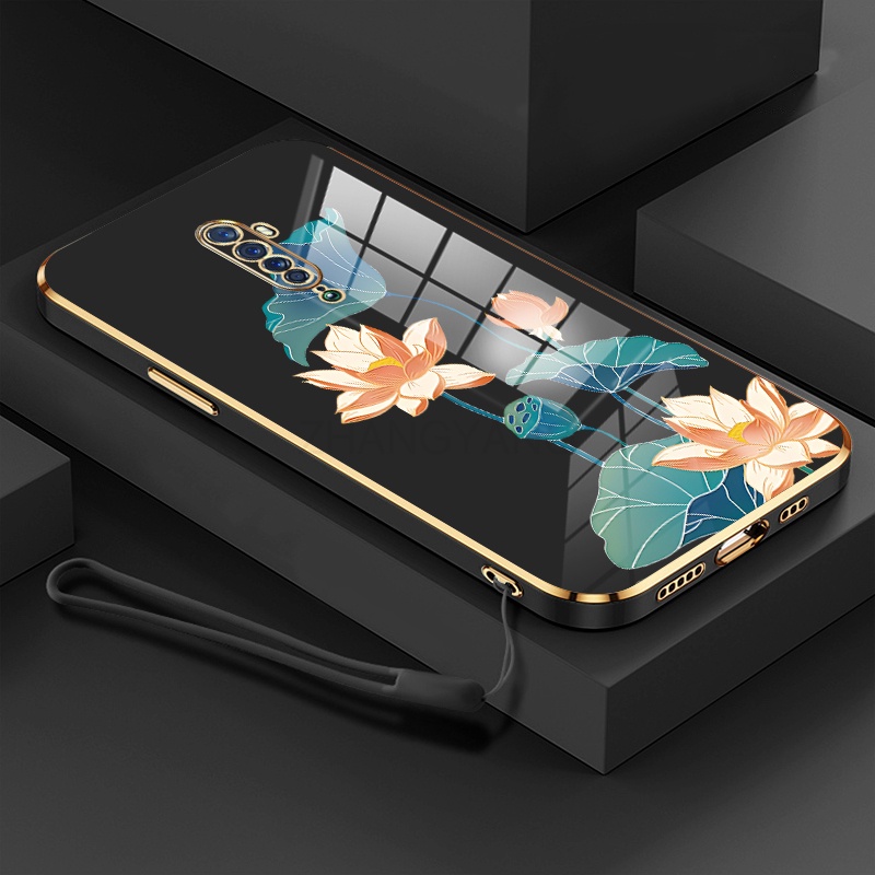 Ốp lưng oppo reno2 f oppo reno 2 oppo reno Ốp Điện Thoại TPU Dẻo Mạ Màu Họa Tiết Hoa Sen Sang Trọng