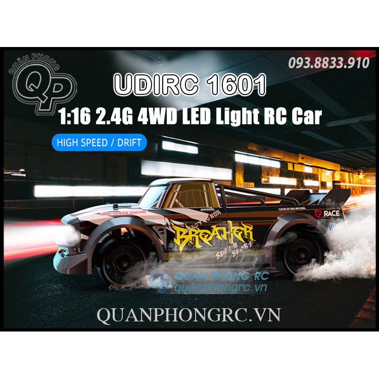 Xe Udirc 1601 1/16 2.4G 4WD chất lượng cao có đèn led