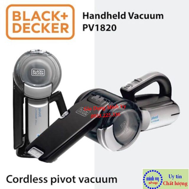 PV1820BK Máy hút bụi cầm tay cao cấp siêu mạnh dùng pin 18v tiện lợi Black &amp; Decker