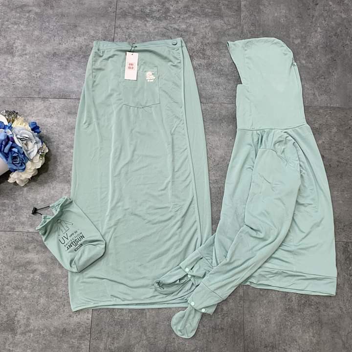 Áo khoác chống nắng Uni NỮ 2 LỚP chất liệu làm mát, vải thun lỗ - XANH NGỌC | BigBuy360 - bigbuy360.vn
