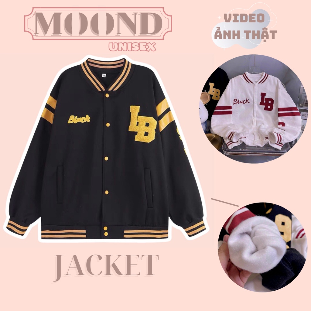 Áo Khoác BOMBER BLUCK Nỉ Bông  Form Unisex Ulzzang SIÊU XỊN  Ảnh Mẫu Chụp Thật 100%_Moon.D Unisex