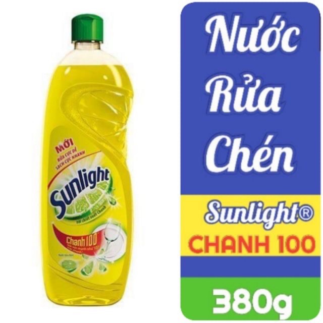 Chai Nước rửa chén Sunlight 380ml hương chanh Siêu Sạch