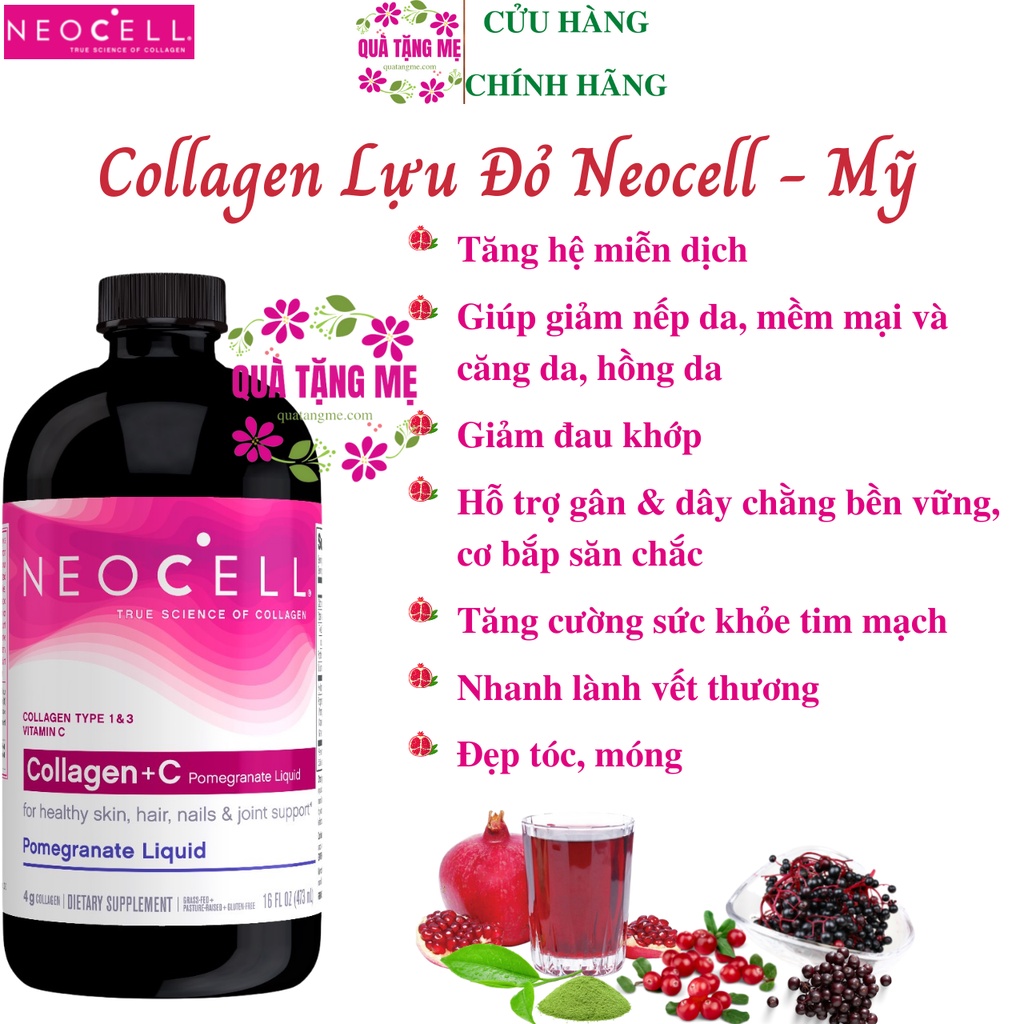 Collagen nước neocell collagen lựu pomegranate liquid 4000mg + vitamin c chống lão hóa da Healthy Care Quà Tặng Mẹ