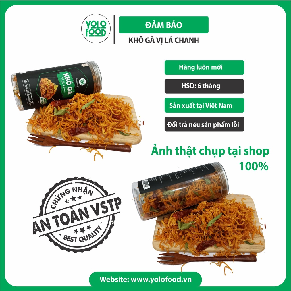khô gà lá chanh 300g YOLO FOOD đồ ăn vặt, ngon, chất lượng, khô gà lá chanh xé cay loại1 vị truyền thống đóng hộp atvstp