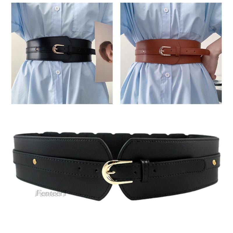 [Fenteer1] Thắt Lưng Da PU Bản Rộng Co Giãn Sang Trọng Thời Trang Cho Nữ