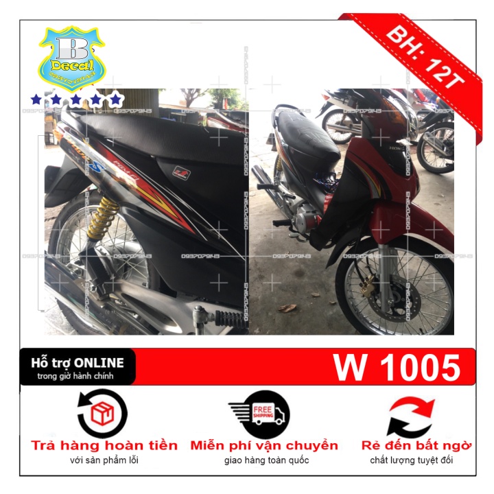 ( Quí khách vui lòng mang ra tiệm cho thợ dán ) Tem wave S 2016 đỏ đen