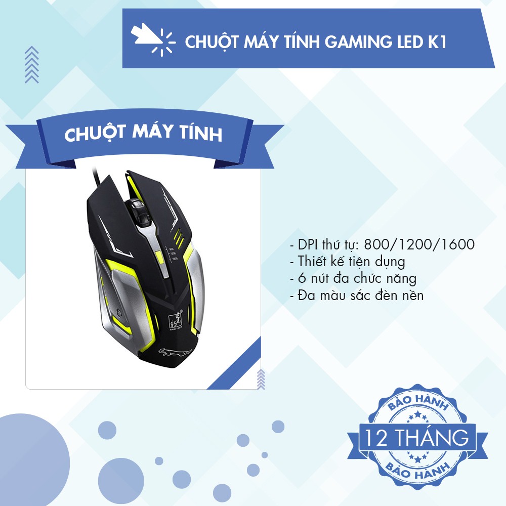 Chuột K1 Led 7 Màu Chuyên Game (Màu Ngẫu Nhiên)