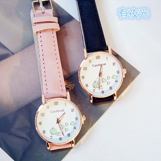 Đồng hồ nữ kim hình cá heo dây da candycat