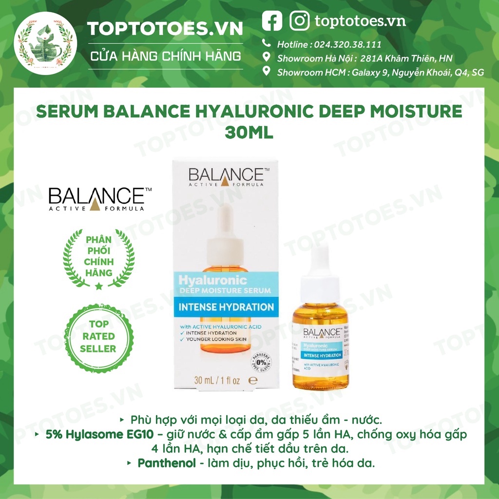 Serum cấp nước, dưỡng ẩm Balance Hyaluronic Deep Moisture 30ml [NHẬP KHẨU CHÍNH HÃNG 100%]