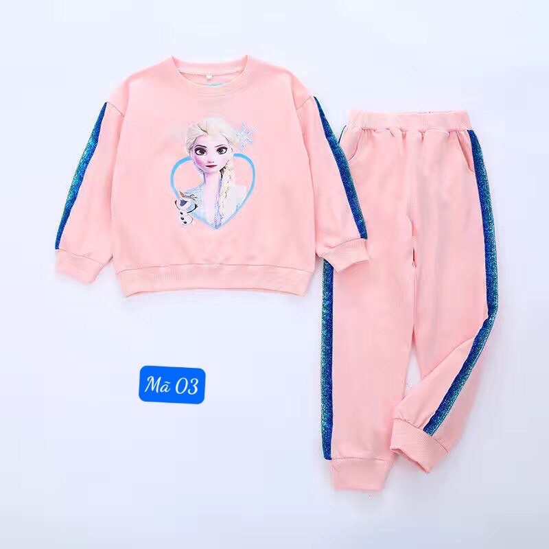 sẵn bộ thu đông dài tay bé gái hình Elsa siêu đẹp(size đại nha các mon)