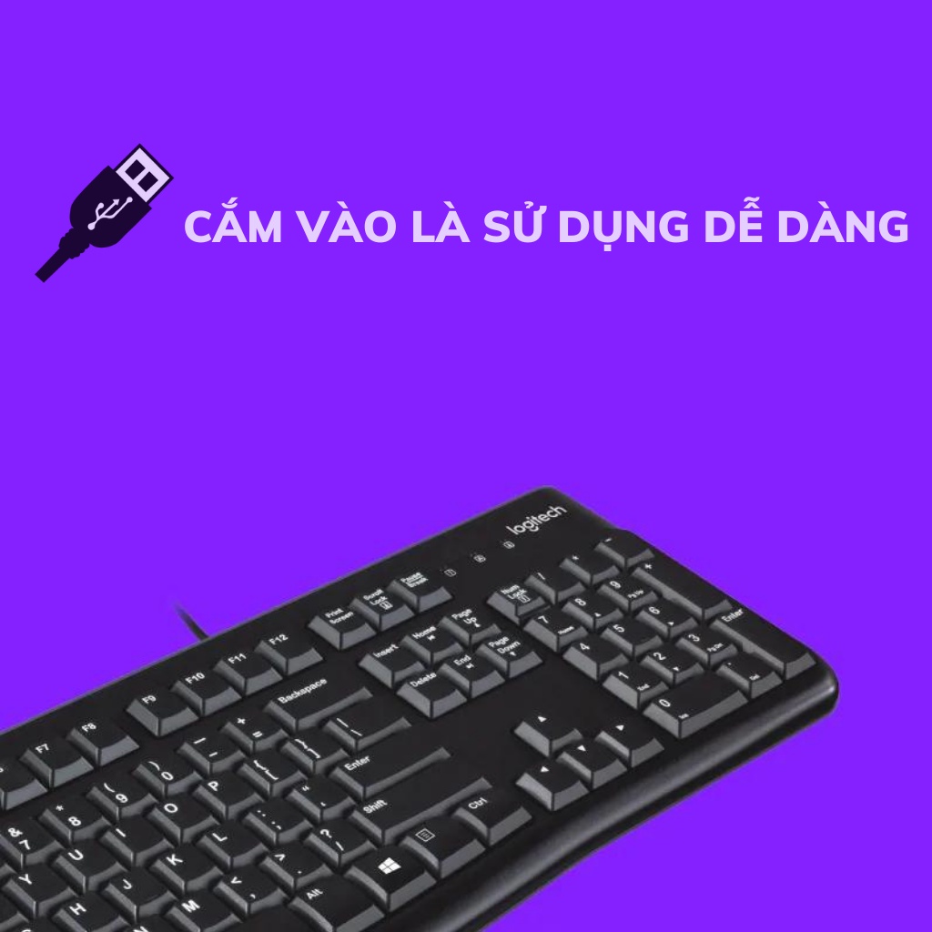 Bàn phím có dây Logitech K120 -Full Box Logitech Phân Phối Chính Hãng Cty Long Phúc