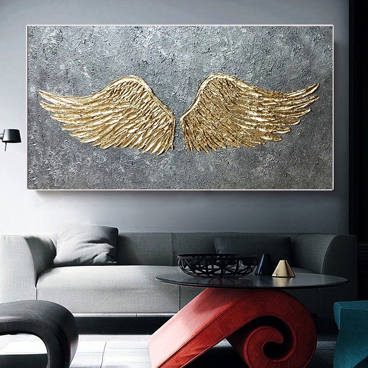 Tranh Sơn Dầu Treo Tường Trang Trí Hình Đôi Cánh Thiên Thần