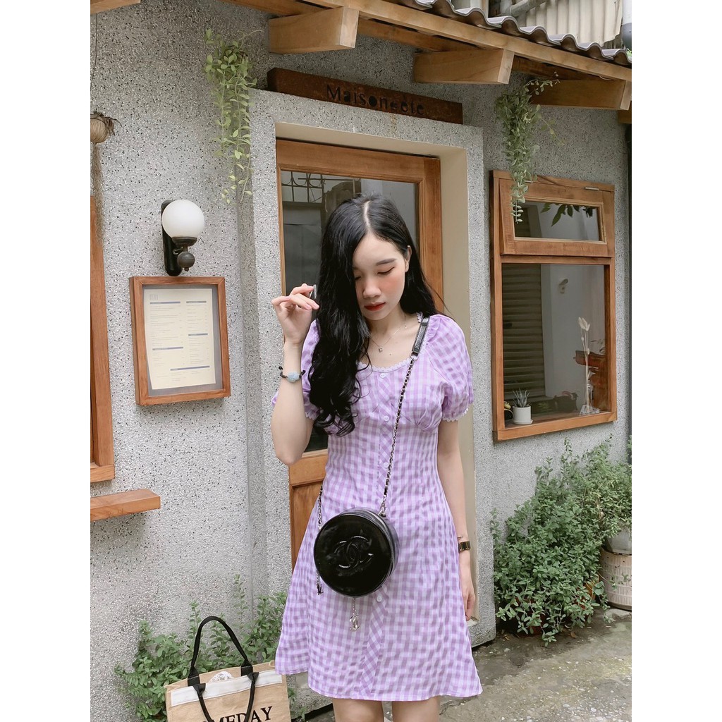 Đ caro tím nhạt Đ3164 (hình thật)