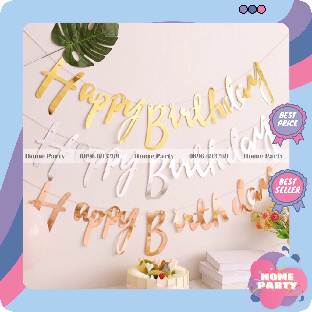 Dây Chữ Happy Birthday Cách Điệu Nhiều Màu Trang Trí Sinh Nhật Sự Kiện - Decor Party - Thôi Nôi - Đầy Tháng