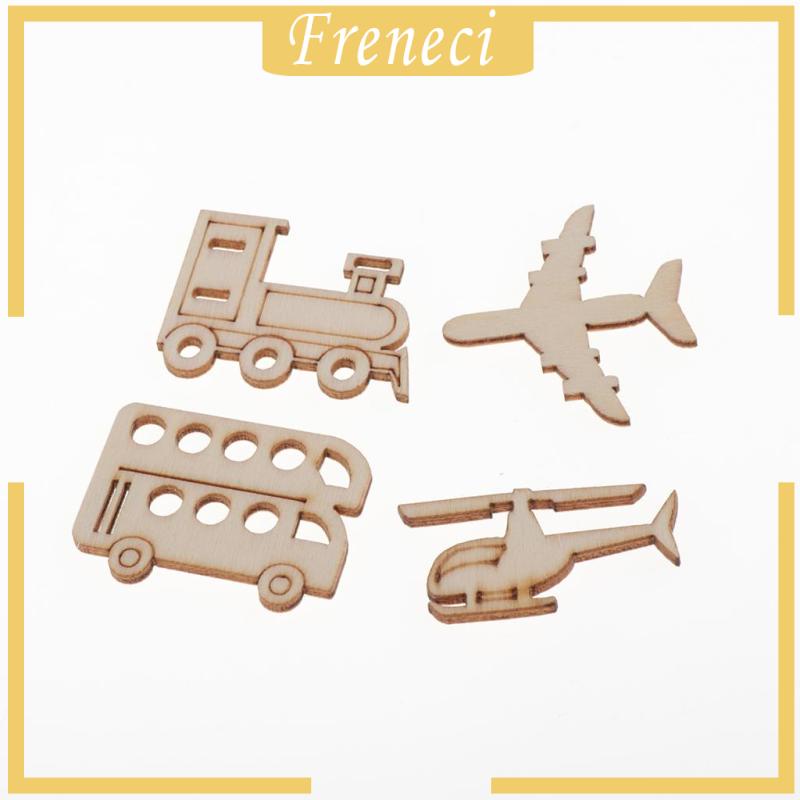 Set 60 Miếng Gỗ Tự Nhiên Hình Phương Tiện Giao Thông Dùng Trang Trí Sổ Tay DIY