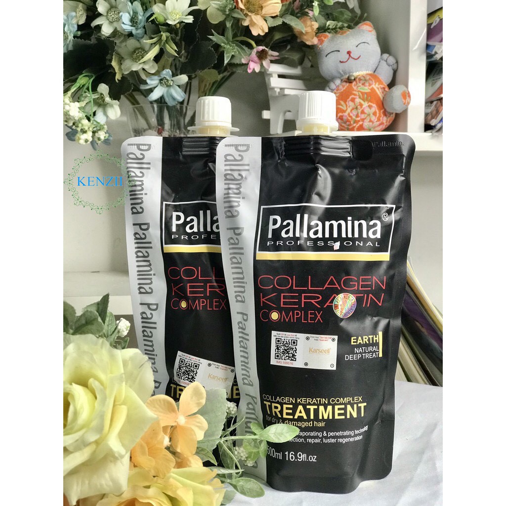 KEM HẤP Ủ TÓC CAO CẤP PHỤC HỒI KHÔ XƠ HƯ TỔN NẶNG  COLLAGEN KERATIN PALLAMINA 500ML - KENZII HAIR