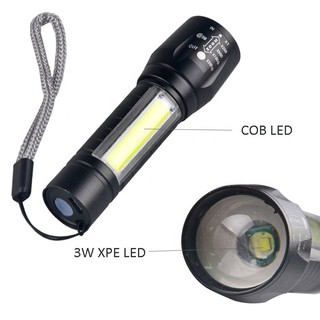 Đèn Pin Sạc Mini Có Zoom XPE+COB Light Siêu Sáng