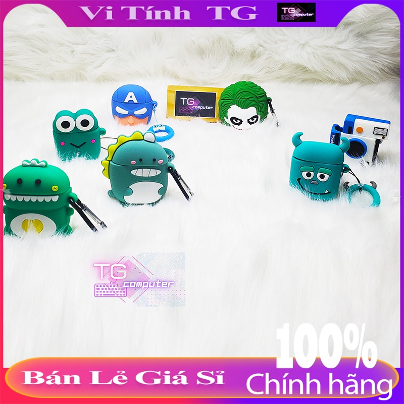 Case Vỏ Bọc Airpods 1 2 (nhiều hình cực cute) Tặng móc treo Phân loại màu Xanh