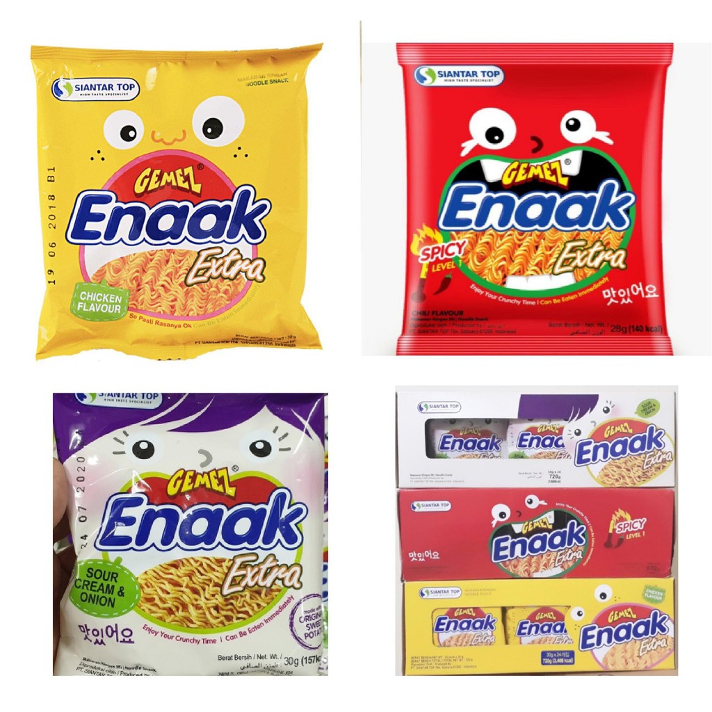 [Lẻ] Gói Snack mì gà Enaak 3 vị Indonesia 30g