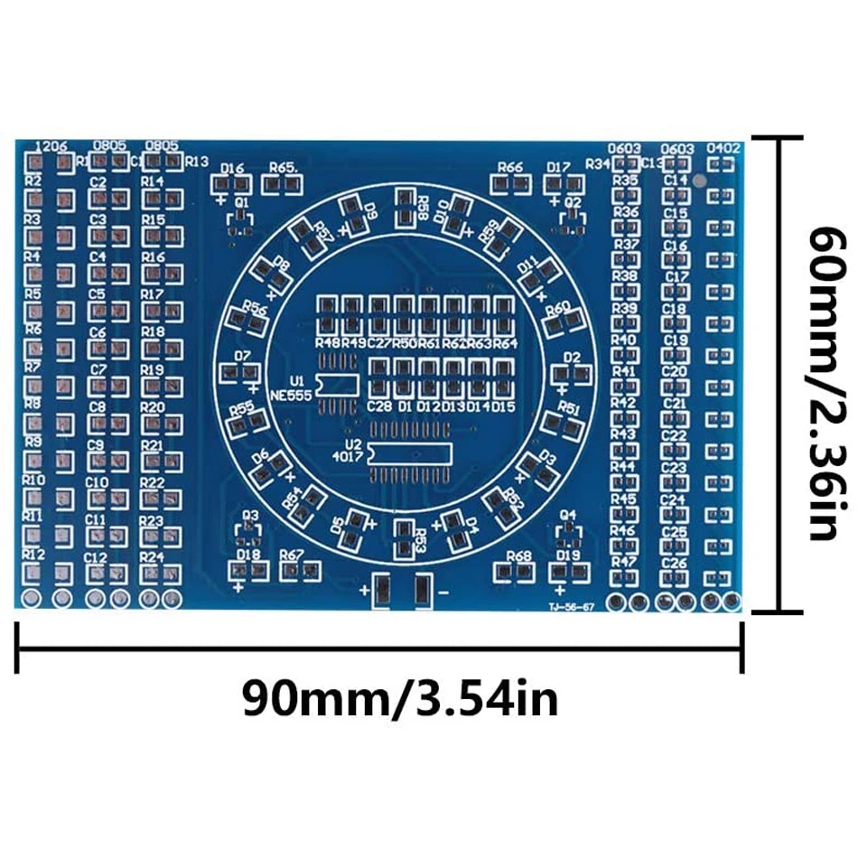 Bảng mạch đèn LED CD4017+NE555 tự lắp ráp