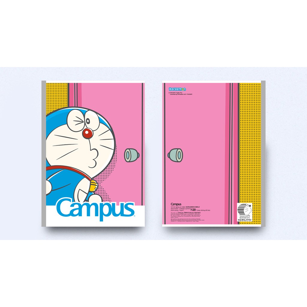 Vở kẻ ngang (có chấm) 120 trang Campus DORAEMON SMILE  thiết kế bắt mắt, những hình ảnh ngộ nghĩnh từ chú mèo máy