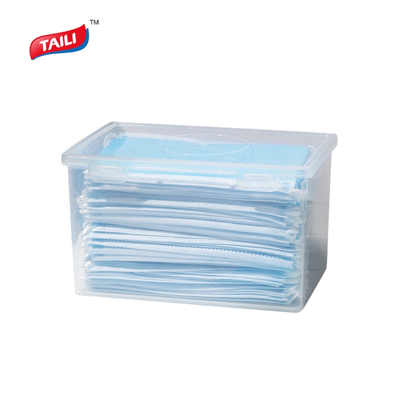 Hộp TAILI bằng nhựa trong suốt có nắp đậy đựng khẩu trang dùng một lần tiện lợi