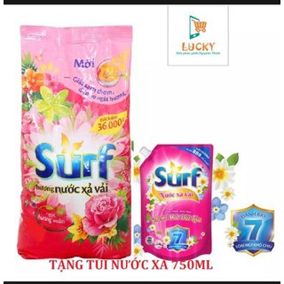 BỘT GIẶT SUFT HƯƠNG NƯỚC XẢ VẢI TÚI LỚN 5.8kg KG, TẶNG TÚI NƯỚC XÃ 750ML