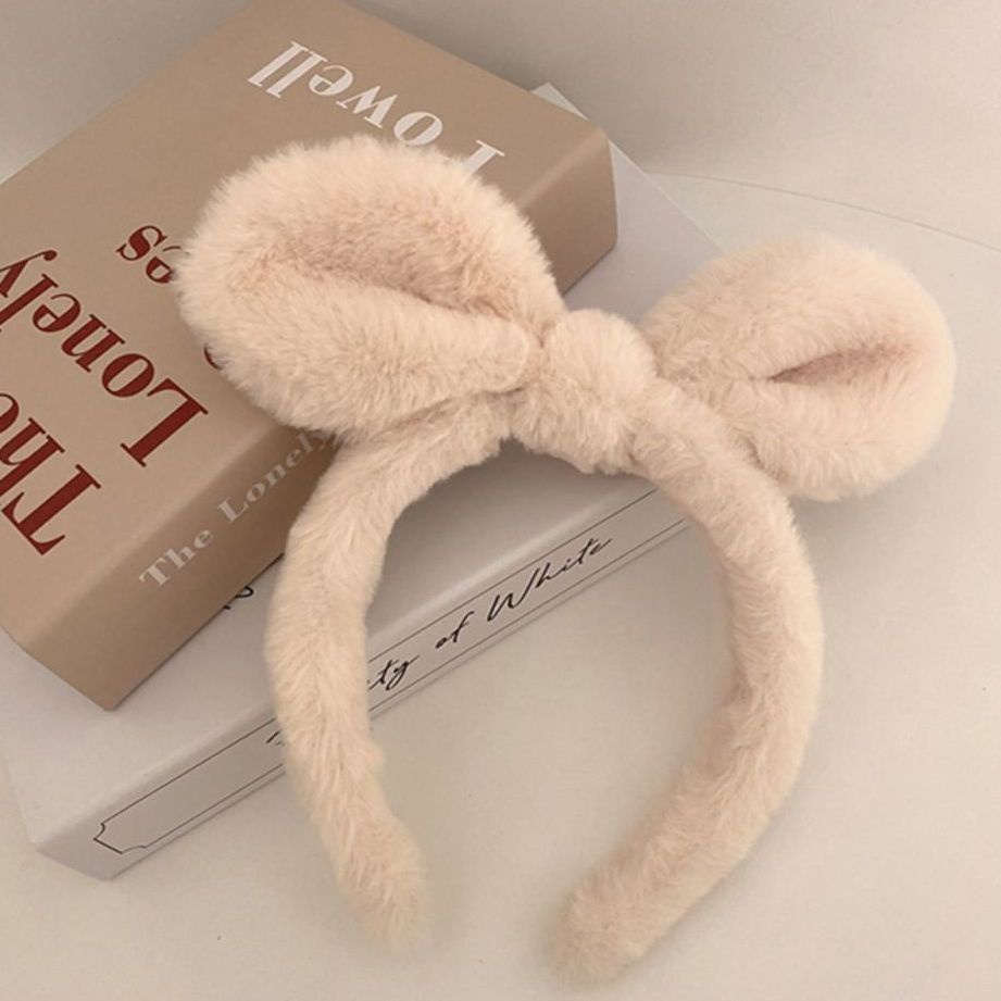 Băng Đô Tai Thỏ Lông Xù Đáng Yêu Mềm Mại Cho Nữ