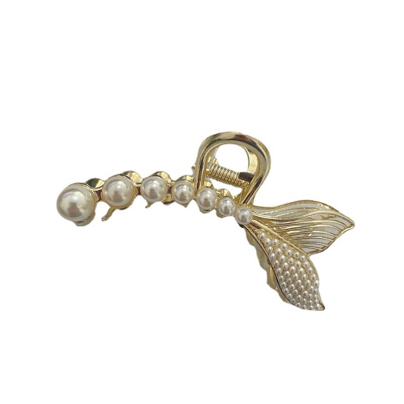 Mới Kẹp Tóc Hình Đuôi Cá Mập Đính Ngọc Trai Giả Phong Cách Hàn Quốc Cho Nữ