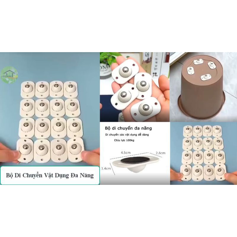 Bộ 4 Bánh Xe Dán Di Chuyển Thùng, Hộp - Xoay 360 Độ, Nhựa ABS Siêu Bền, Chịu Lực 88257 SHOP HOÀNG XUÂN